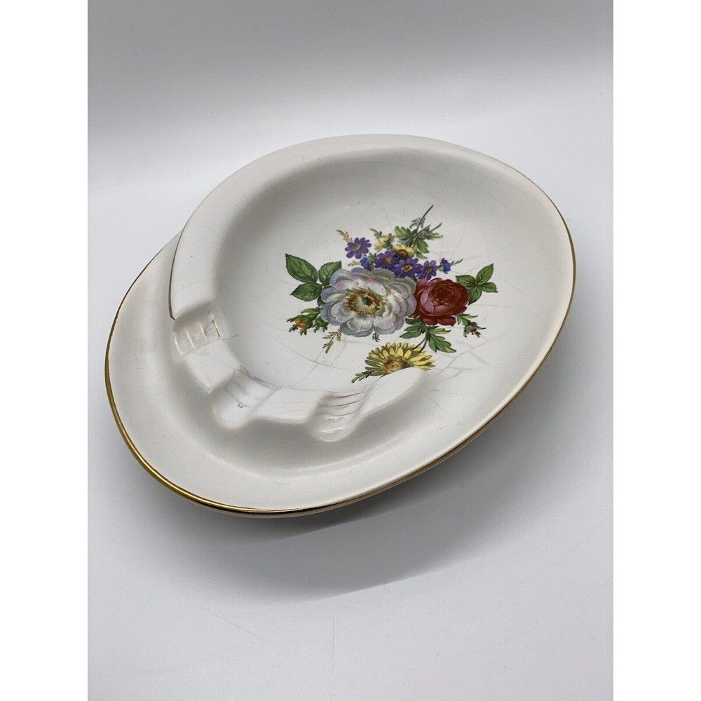 Flora Keramiek Gouda Holland Carla 1061 Ashtray Vintage Approx 7”x6” X 1.5”